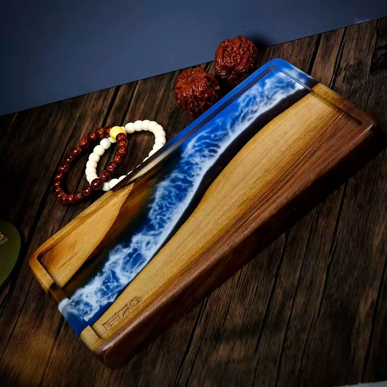 Ocean Wood Resin Tray
