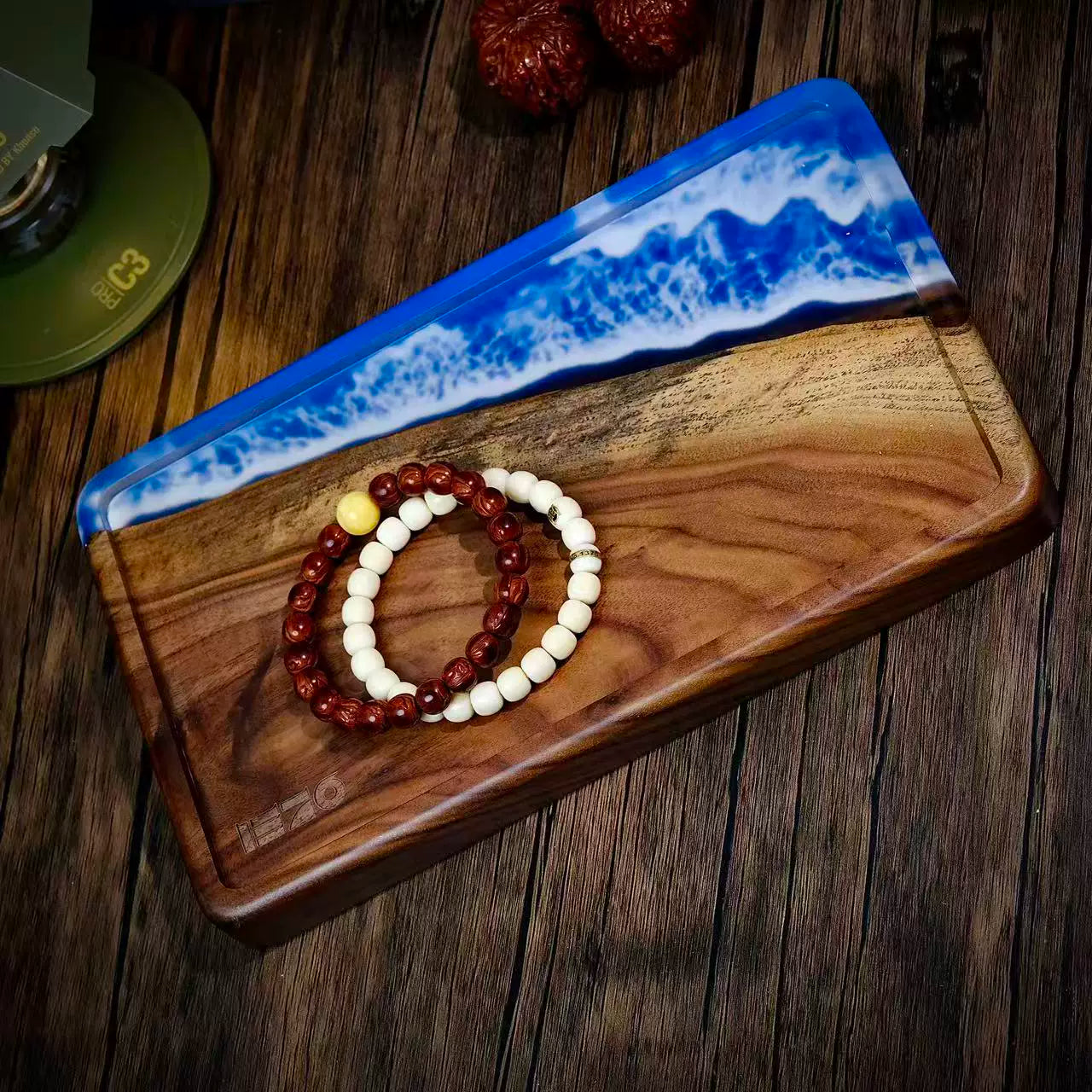 Ocean Wood Resin Tray
