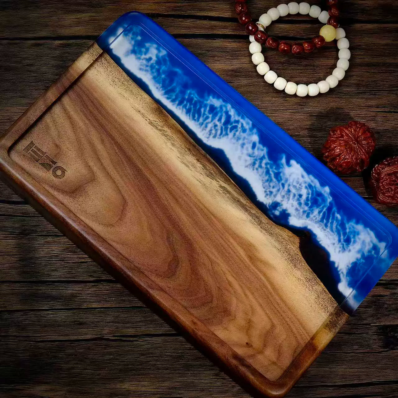 Ocean Wood Resin Tray