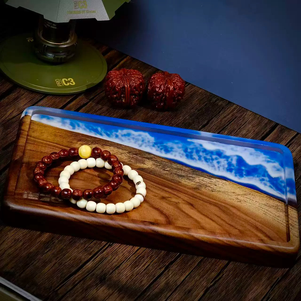 Ocean Wood Resin Tray