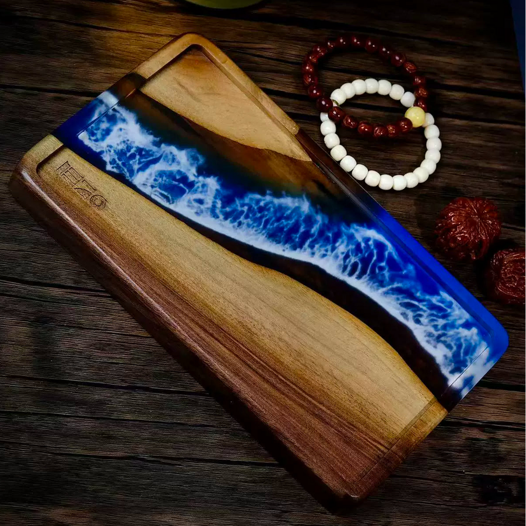 Ocean Wood Resin Tray